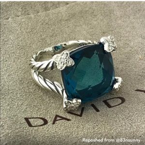 David Yurman Hampton Blue Topaz Cushion Cut Ring